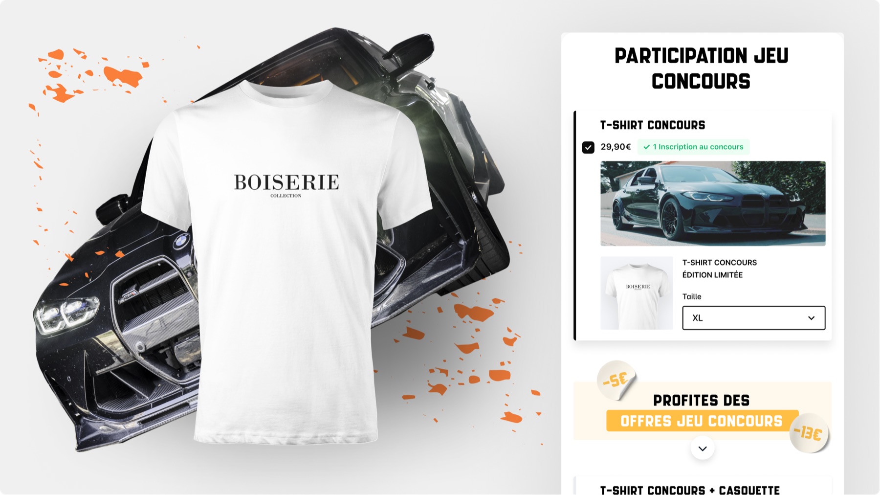 Contest t-shirt and its product page