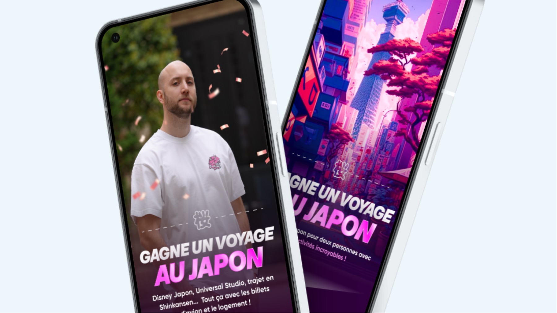 Japan trip contest landing page on mobile
